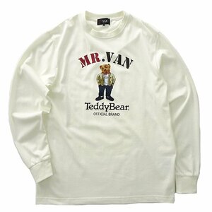 新品 ミスターヴァン テディベア 綿混 プリント 長袖 Tシャツ M 白 【TDV1433132_07】MR.VAN Teddy Bear 2023秋冬 コラボ 限定 カットソー