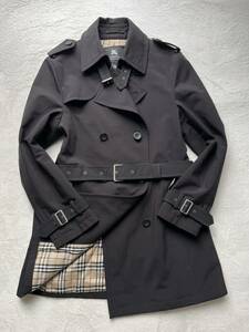 美品 BURBERRY BLACK LABEL バーバリーブラックレーベル ノバチェック 黒 ナポレオンコート トレンチコート Mサイズ