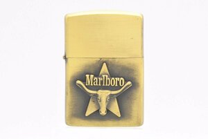 ZIPPO ジッポー Marlboro マルボロ オイルライター ロングホーンスター メタル貼り ソリッドブラス 1993年 箱 喫煙具 20787304