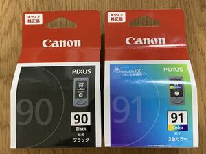 ★☆ Canon BC-90 ブラック BC-91 カラー各1個 純正インク 新品 未使用 未開封 キャノン 2024/2 期限 送料350円～ iP2500 iP2600 MP470