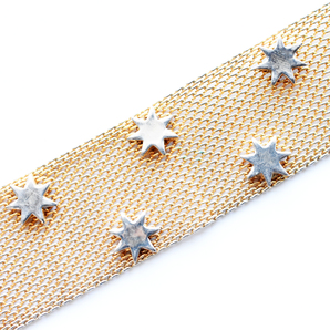 Vintage 1960’s goldmetal mesh star braceletの画像2