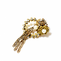 Vintage 1950’s　goldmetal rhinestone×pearl　fringe　earrings_画像4