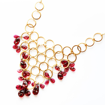 Vintage 1960’s ruby red glass beads　gorgeous triangle necklace_画像1