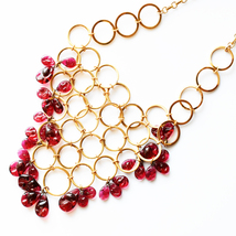 Vintage 1960’s ruby red glass beads　gorgeous triangle necklace_画像10