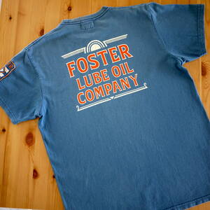 Pherrow’s フェローズ　Tシャツ〈 42 XLサイズ 〉ワッペン付き　FOSTER LUBE OIL COMPANY　サックスブルー　良品