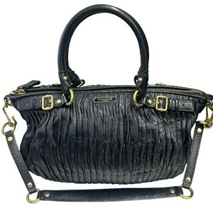 COACH コーチ 2Way ハンドバッグ マディソン ギャザード ソフィア F28541 ブラック レザー レディースバッグ 【中古】 12402K128