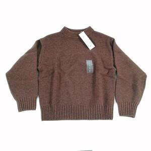 【新品】ユニクロ WOMEN'S M / プレミアムラム knit ローゲージセーター UNIQLO ニット 長袖 ブラウン BROWN (#DG6GQ)