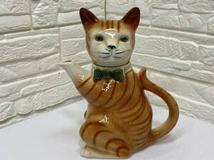 ★Wood Potters of Burslem ティーポット 英国 蝶ネクタイ ネコ 猫 Tony Wood トニーウッド 縞★