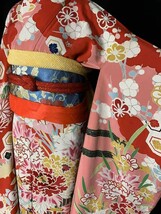 ★きものさらさ　アンティーク着物帯★逸品！振袖　大正ロマン　刺繍　お引きずり　花車文様　成人式　モダン　結婚式　華やか　正絹　_画像3