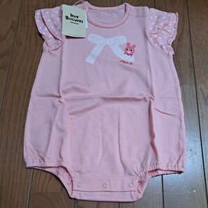 ⑤ 新品 80cm 定価3080円 ホットビスケッツ ロンパース 半袖ロンパース ショートオール 女の子 ピンクの画像1