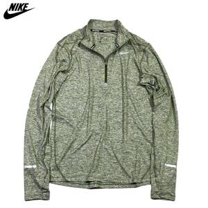 【新品】ナイキ エレメント ハーフジップ 長袖 Tシャツ【331：杢緑】S NIKE RUN ドライフィット マラソン トレーニング