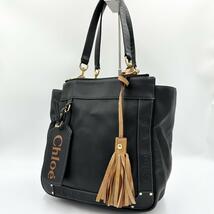 極美品　Chloe　クロエ エデン トートバッグ 　ハンドバッグ　タッセル付き 　ブラック　黒 レディース 金具　チャーム　肩掛け可能_画像1