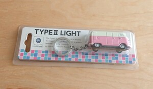新品★フォルクスワーゲン ワーゲンバス ピンク LED ライトキーホルダー ＶＷ オリジナルグッズ