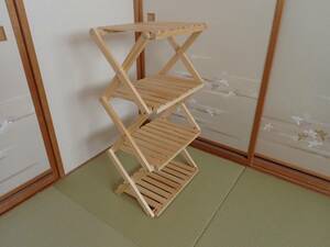 *[ used : beautiful goods ] folding type wooden rack W460(4 step ) ( approximately width 46X depth 30X height 86cm)*