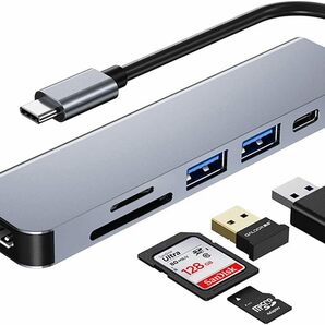 USB C ハブ アダプタ 6-in-1 マルチポート Type-C 【4K HDMI ＋ 87W 高速 PD充電＋USB3.0ポート + SD&TFカードリーダー】 USB Typec ハブ