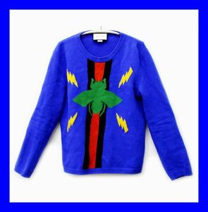 * beautiful goods Vintage Gucci GUCCI men's sweater black red Sherry line bee . pattern XXL size blue blue bee is .Bee Be clothes on F45