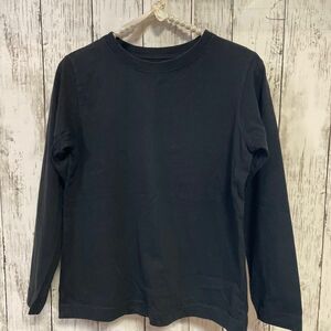 長袖Tシャツ 長袖 ブラック ロンT Tシャツ カットソー トップス 無地 クルーネック　黒　GU