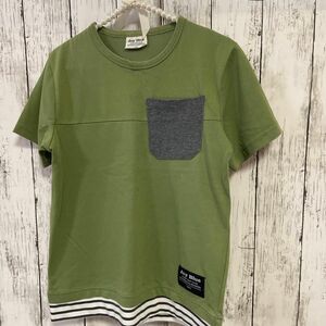 Tシャツ 半袖 半袖Tシャツ　モスグリーン　ポケット　無地　シンプル　150 キッズ