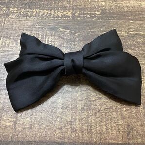 ヘアリボン バレッタ 黒