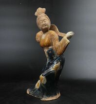 中国美術 古玩 唐代 加彩婦女俑 婦人俑 唐三彩 TK124_画像2