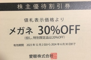 愛眼 株主優待券 株主優待割引券 送料無料