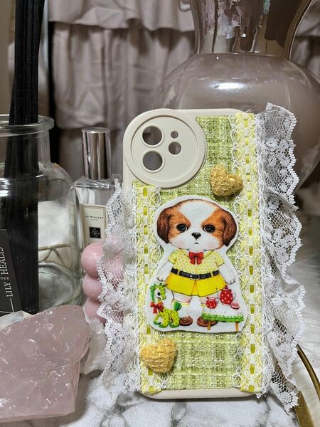 最終値下げ 1点限り コヤンイサムチョン iPhone12ケース アンコちゃん シーズー 犬 ハンドメイドスマホケース 