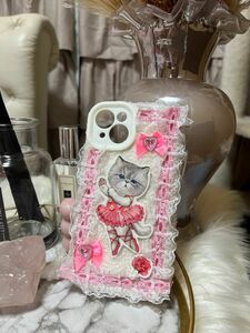 最終値下げ コヤンイサムチョン ルミちゃん ピンク ハンドメイドスマホケース iPhone13ケース スマホケース 猫