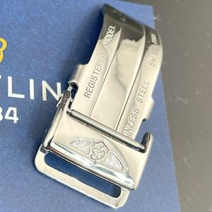 c197 激レア【ブライトリング】BREITLING 18mm Dバックル 鏡面 レザーベルト用 美品 廃盤 ウイングマーク クロノマット ナビタイマー