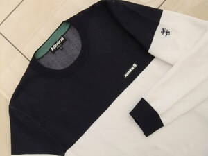 Admiral golf アドミラルゴルフ◆LL◆ロゴ刺繍＆ビック文字編みストレッチ厚手長袖シャツ◆㈱セットゥユイットゥ 美品