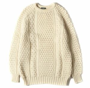 BRITISH KNIT BRAND ブリティッシュ ニット ブランドフィッシャーマン ウールニット セーター アイルランド製 アイボリー 記載なし(XL位)