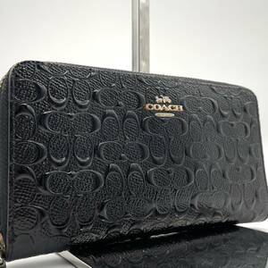 １円〜 ◇格安スタート◇ COACH コーチ 長財布 ロングウォレット オールレザー ブラック 黒 メンズ レディース ユニセックス