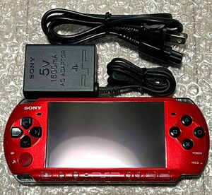 〈美品・動作確認済み・最終型〉PSP-3000 本体 レッド/ブラック 充電器 PlayStation Portable 薄型 バリューパック