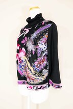 ☆美品☆LEONARDレオナール/ビジュー花柄カシミヤ100％ニットプルオーバー：LL/黒系xw399_画像2