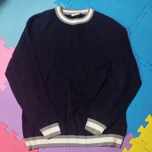 GU☆リブラインクルーネックセーター ネイビー Sサイズ