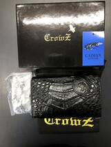 HB9517　 Crowz　クローズ　 折り財布　二つ折り メンズ カイマン ウォレットチェーン付き 本革 レザー　 未使用品_画像1