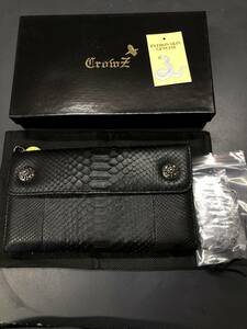 HB9606　パイソン　 Crowz　クローズ　 長財布　 メンズ ヘビ ウォレットチェーン付き 本革 レザー　 未使用品