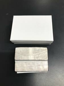 HK3501　クロコダイル 財布 小銭入 カード入 ワニ革 三つ折り財布 コンパクトウォレット レザー 箱付き 未使用品