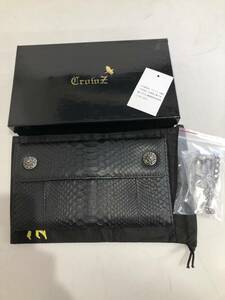 HB9703　パイソン　 Crowz　クローズ　 長財布　 メンズ ヘビ ウォレットチェーン付き 本革 レザー　 未使用品