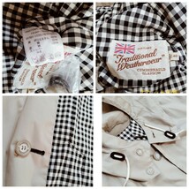 Traditional Weatherwear*トラディショナルウェザーウェア*リバーシブルコート*サイズ40*ベージュ×ギンガムチェック*フード付き_画像10