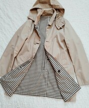 Traditional Weatherwear*トラディショナルウェザーウェア*リバーシブルコート*サイズ40*ベージュ×ギンガムチェック*フード付き_画像4