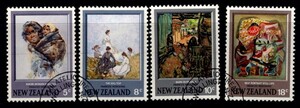 ニュージーランド切手　1973年　Frances Hodgkins の絵画　４種 　使用済 （#521-524）