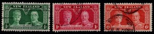 ニュージーランド切手　1935年　ジョージ５世 戴冠25年 　３種　使用済 （#199-201）