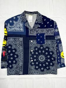 READYMADE Bandana Patchwork shirt Blue レディメイド バンダナ パッチワーク シャツ RE-CO-NV-00-00-93 サイズ1