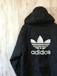 at884☆【80s 裏ボア ベンチコート 黒】adidas アディダス ヴィンテージ L