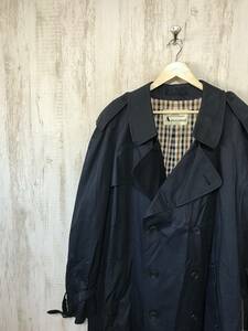 at902☆【イギリス 英国製 トレンチコート】Aquascutum アクアスキュータム 紺