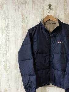 997☆【リバーシブルダウンジャケット】FILA フィラ 紺 ベージュ L