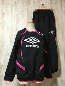 J257☆【サッカー フットサル ウィンドブレーカー パンツ セットアップ】umbro アンブロ ナイロン ピステ 黒 O