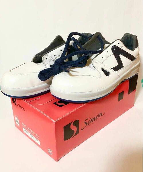 シモン　安全 靴　8611 白 × ブルー　25.5cm EEE JIS規格品　セーフティー スニーカー　安全 くつ　SX3層底 