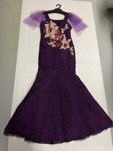  thick / fine quality / beautiful * presentation / musical performance ./ chairmanship / party / Mai pcs * purple + embroidery / Span * long dress * sleeve attaching 