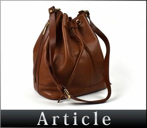 167901〇 BURBERRY バーバリー 巾着型 ショルダーバッグ 斜めがけ 肩掛け レザー 革 ブラウン 茶 ヴィンテージ レディース/ B